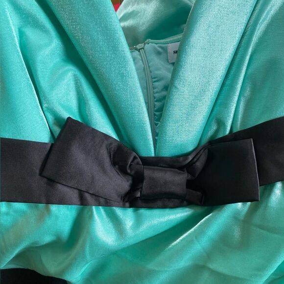 NWT Superdown Lexi Sweetheart Mini Dress Teal bow ribbon party Revolve M - Picture 5 of 9
